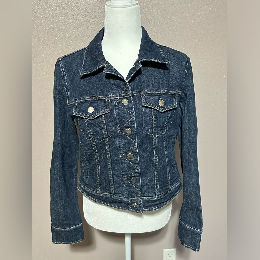 J. Crew Indigo Denim Sz Small Jacket Women's Front Button Blue Long Sleeve